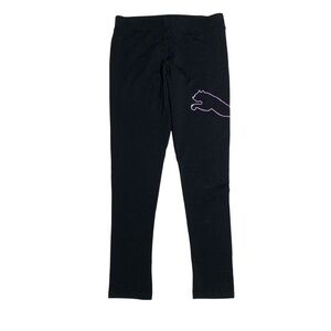 Puma Kids Black Leggings‎ with Pink Logo